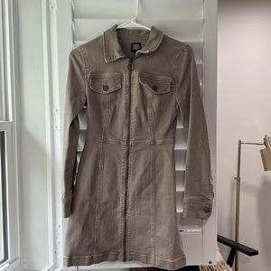 Denim Zip Long Sleeve Dress